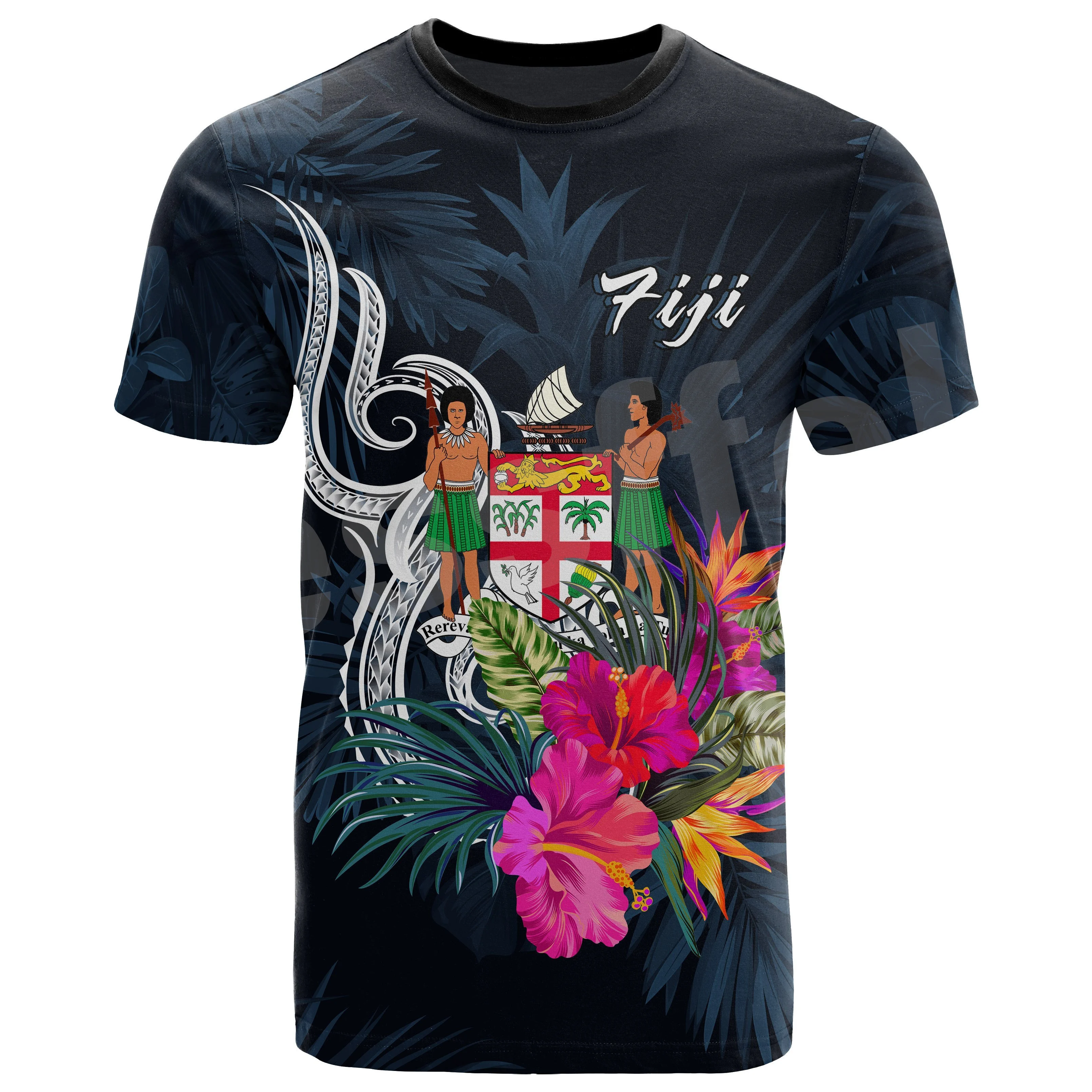 Мъжки и дамски тениски с къс ръкав, ежедневно улично облекло с 3D принтирано знаме на полинезийската ръгби костенурка на Фиджи