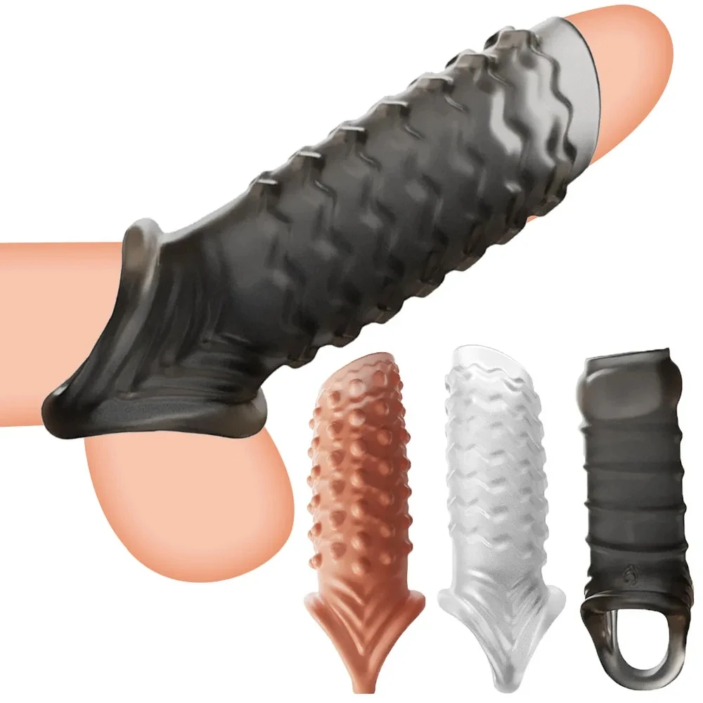 Мъжки пенис разширение ръкави петел пръстени презерватив възрастни секс играчки за мъже двойка секс забавяне еякулация продукт простата масажор 18+