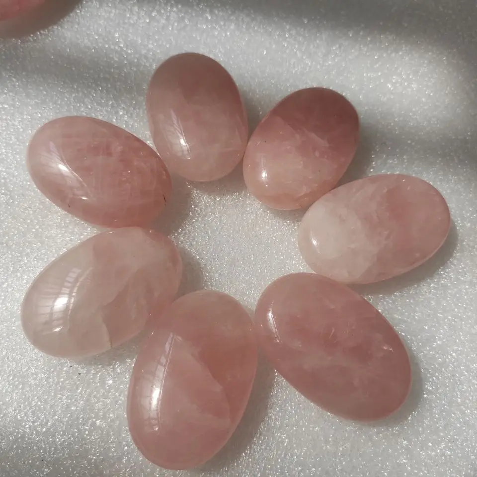 Натурална розова кварцова палма Яспис Tumbled Crystal Stone яйце Минерален образец Лечебен Рейки Декорация на дома