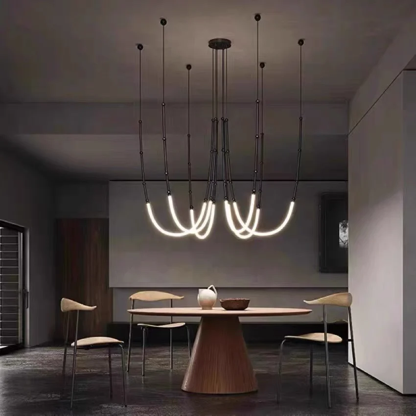 Нова вила хол трапезария дизайнер лампа дуплекс сграда Lotf стълбище творчески бамбук полилей