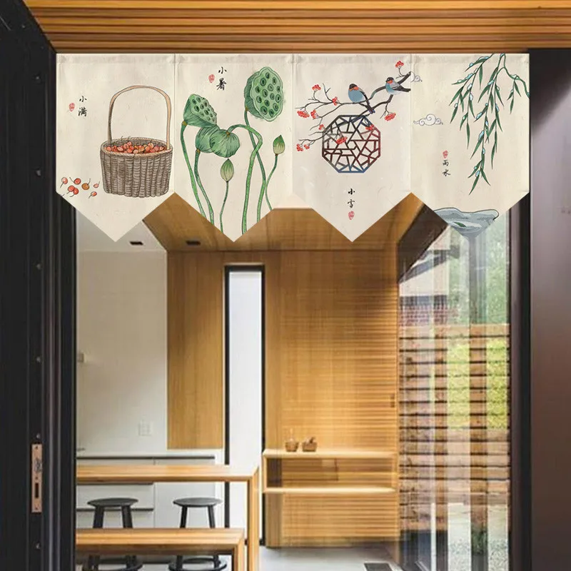 Нова китайска ретро завеса декоративна малка завеса домакинство къса завеса триъгълна завеса половин завеса преградна завеса