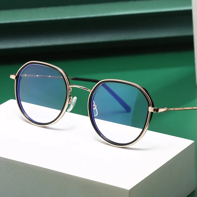 Нови ретро малки кръгли метални очила Мъжки и дамски анти синя светлина мобилен телефон очила мода самолет повърхностни очила