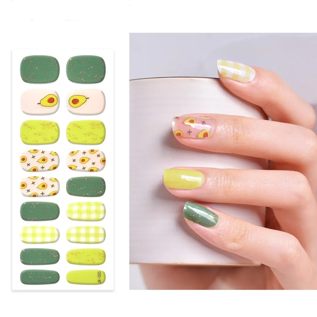 Ново пристигане UV гел стикери за нокти за жени момичета пълна красота висококачествени стикери авокадо зелени цветни нокти ленти