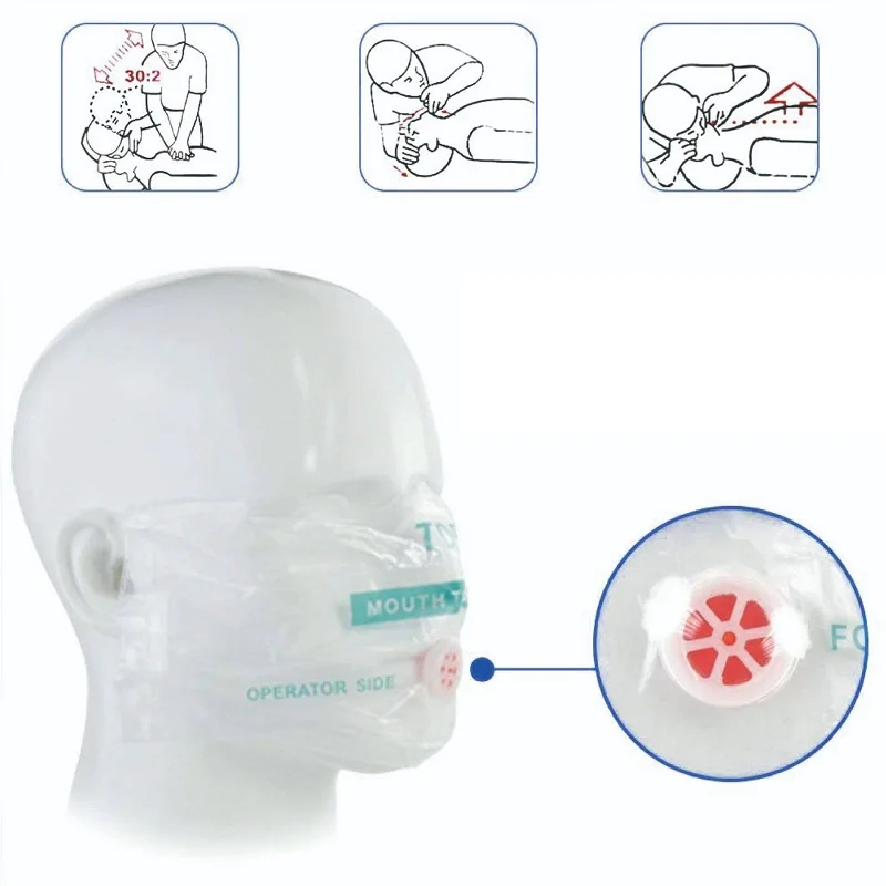 Открит оцеляване за еднократна употреба CPR дихателна маска колега първа помощ изкуствено дишане изолация филм комплект къмпинг оборудване