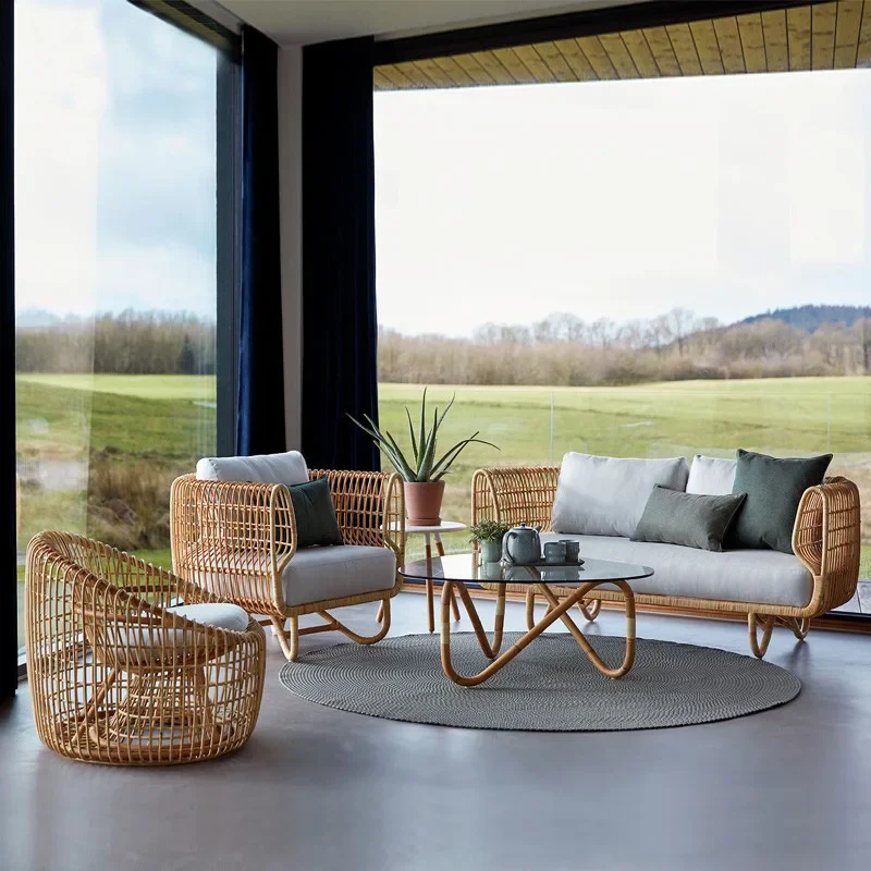 Открит ратан тъкан диван, двор градина тераса, свободно време тъкан ратан стол, открит водоустойчив и слънцезащитни мебели