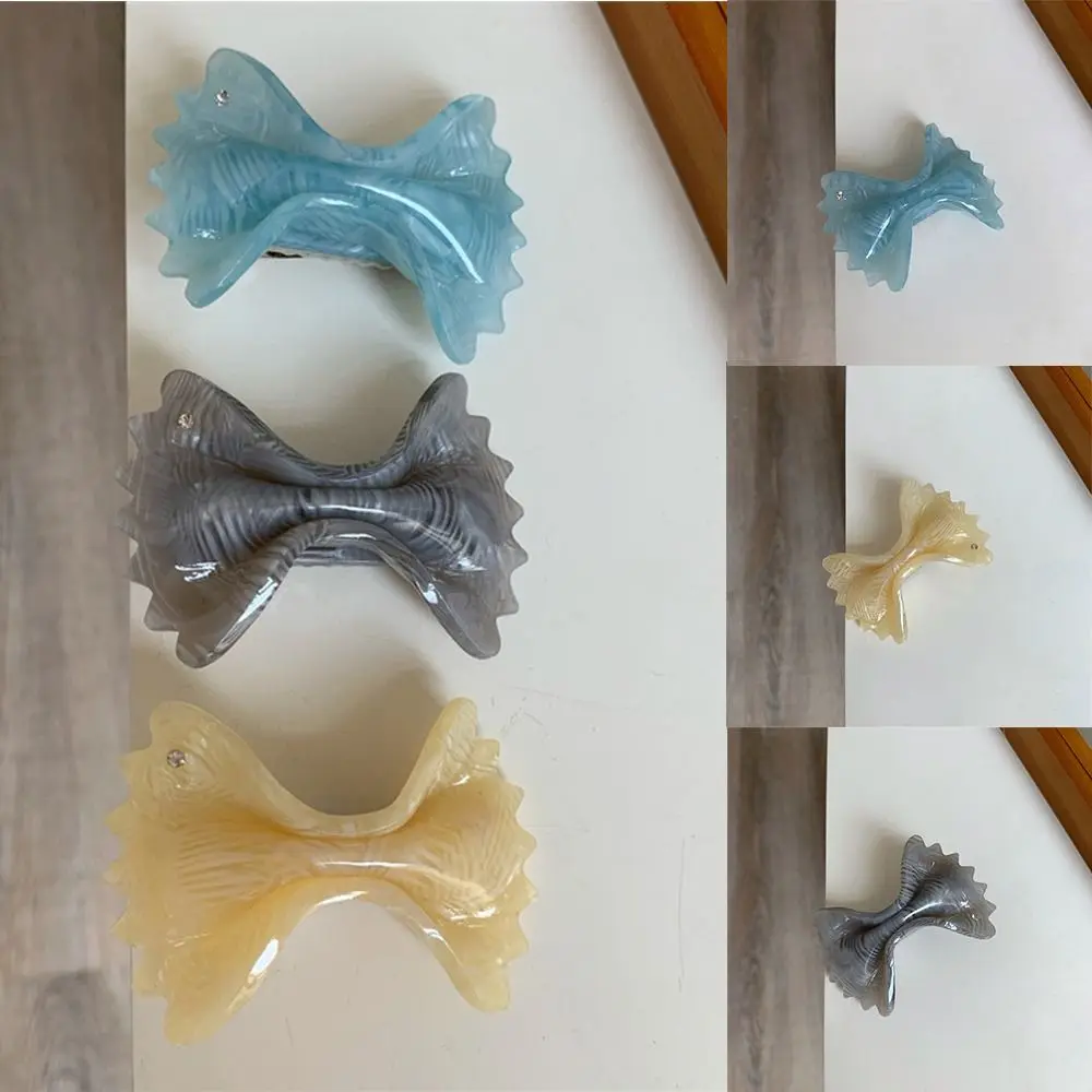 Паста форма лък оцетна киселина щипка за коса сладък Duckbill клип фиба шапки Rhinestone Streetwear