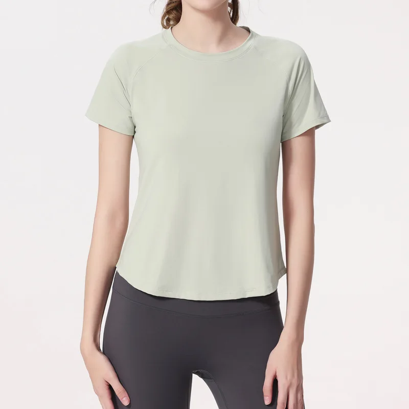 Подобни йога блузи са тънки и тънки с обло деколте и мрежа за бягане LULU спортна фитнес тениска и къс ръкав