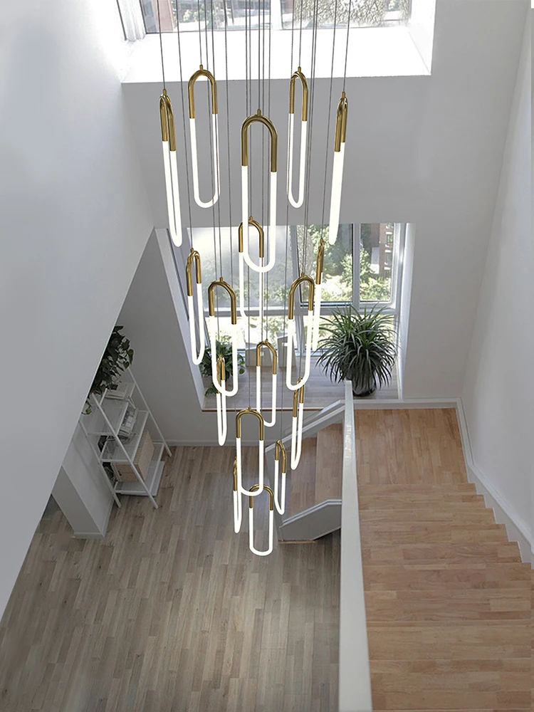 Полилей осветление таванско помещение модерен луксозно стълбище окачена лампа LED таван осветление дизайнер висящи лампи за таван