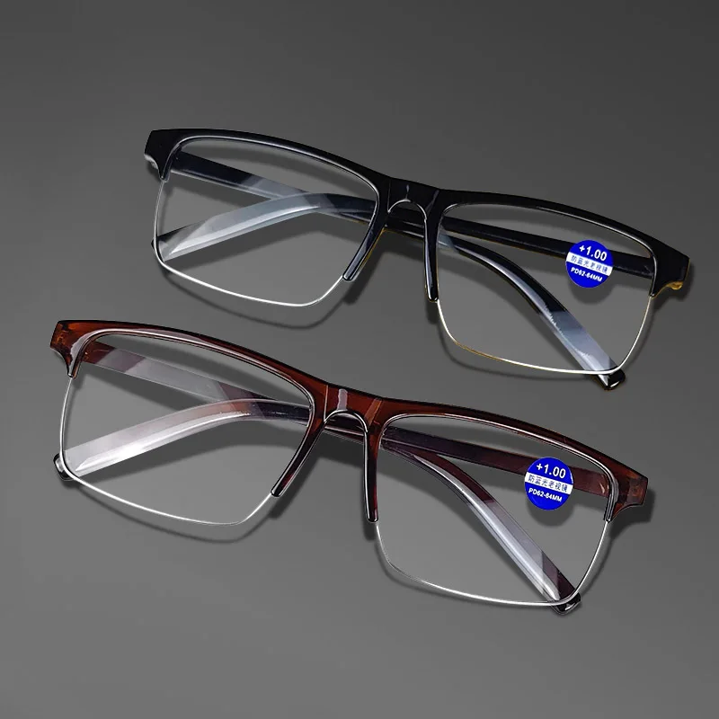 Половин рамка Пресбиопични очила Неутрални анти сини пресбиопични очила HDresin лещи Ултра леки очила за хиперопия Очила за четене