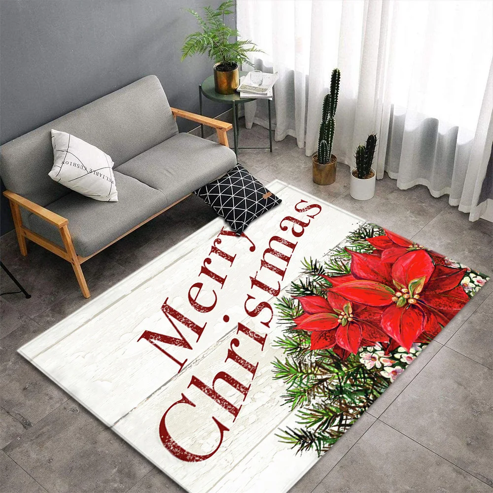 Разкошно цвете 3D отпечатани големи килими Всекидневна спалня Весела Коледа Мека гъба Подови постелки за баня абсорбират противоплъзгащи килими