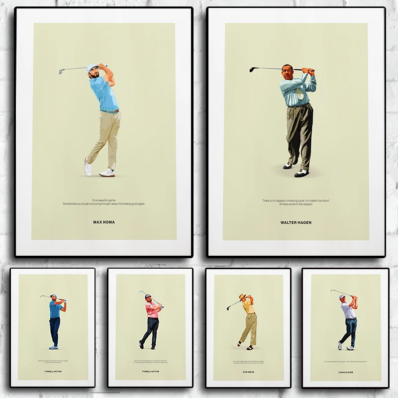 Ретро Виктор Hovland плакат GolferSport минималистичен средата на века модерен голф цитат стена изкуство дома платно печат спортист стая декор
