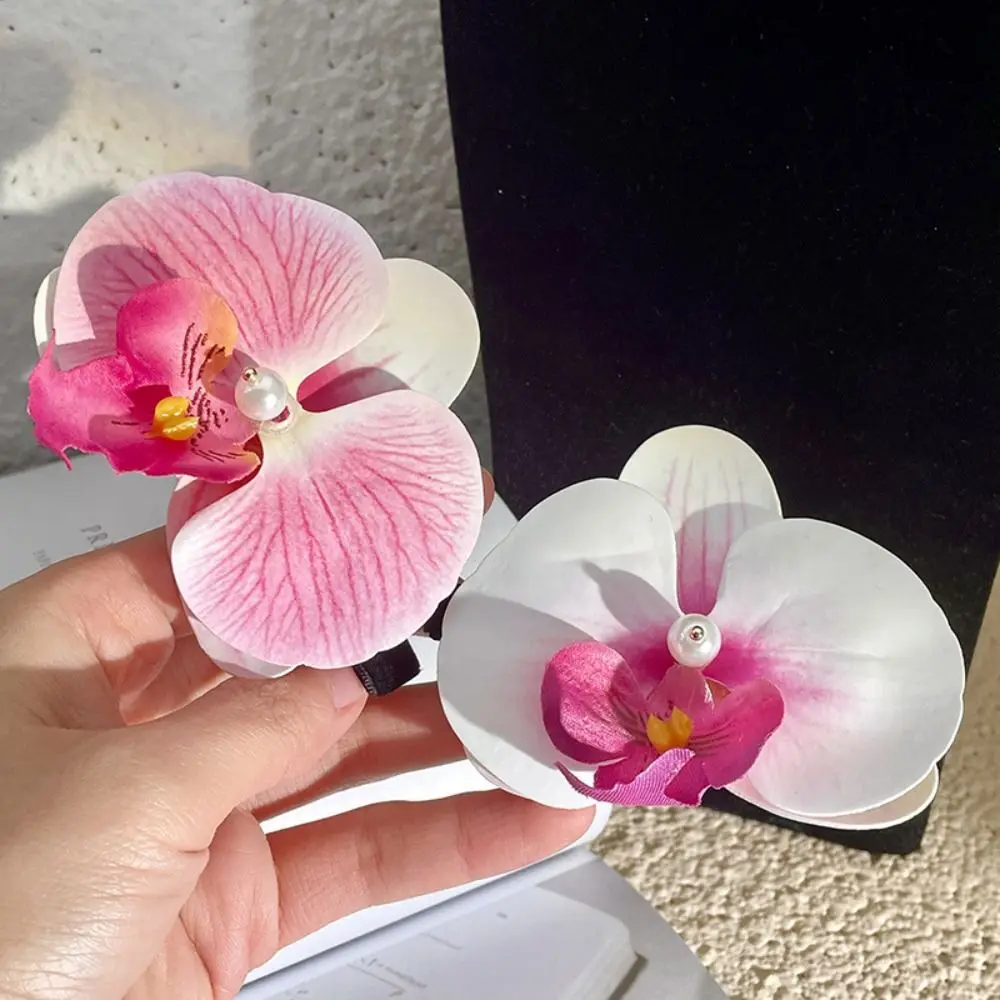 Розова орхидея цвете щипка за коса прическа сладка мода странични шноли коса украшение булчински аксесоари за коса