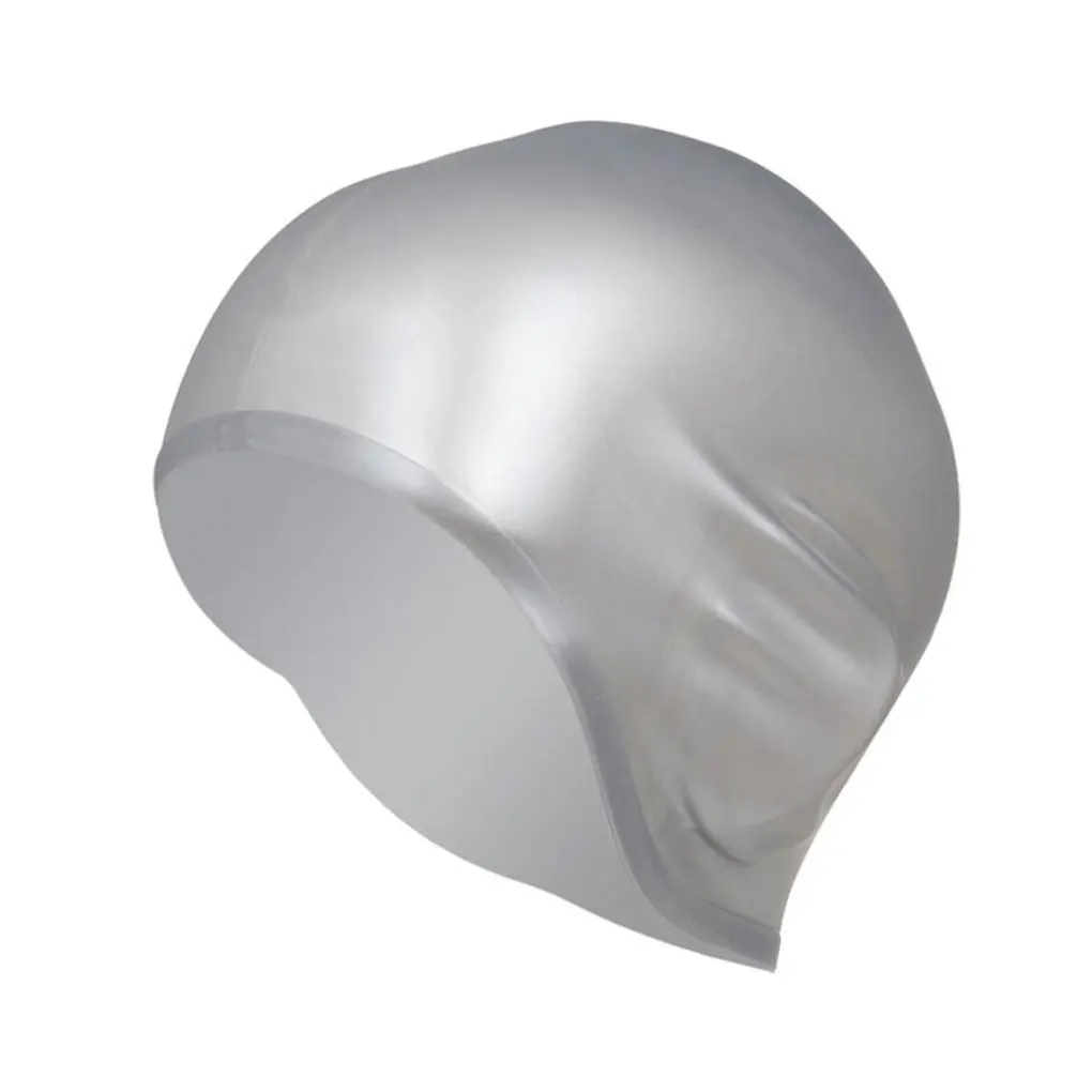 Силиконова водоустойчива плувна шапка за плуване с дълга коса със сребърен протектор за уши