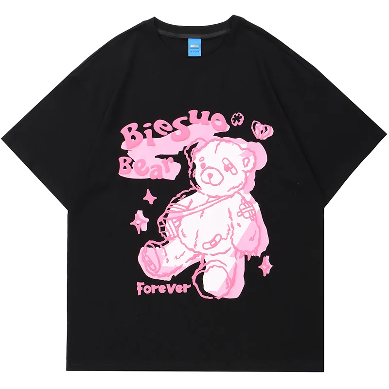 Сладка мечка печат тениска жени Harajuku Streetwear хип-хоп къс ръкав тениска мода лято случайни 100% памук Y2k дрехи