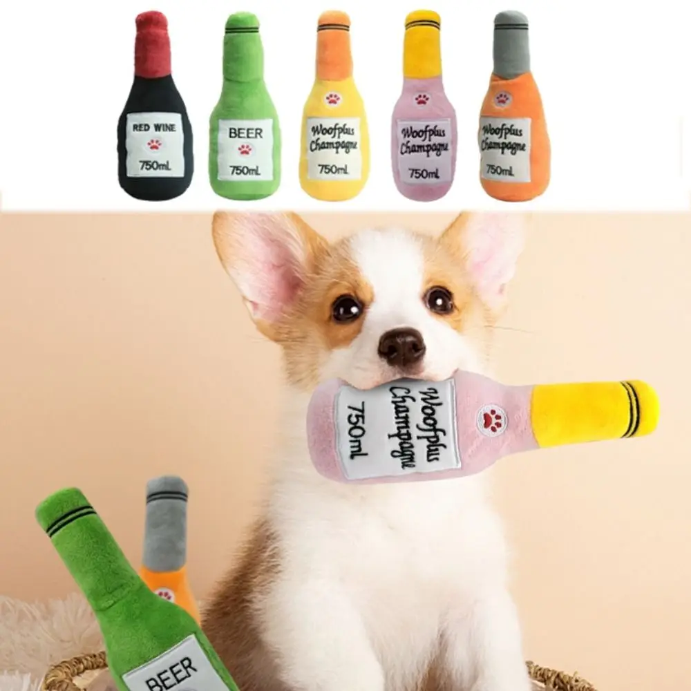 Смешни плюшени играчки за кучета Бира бутилка форма малки големи кучета чисти зъби дъвчете играчки домашни любимци интерактивни консумативи за игра