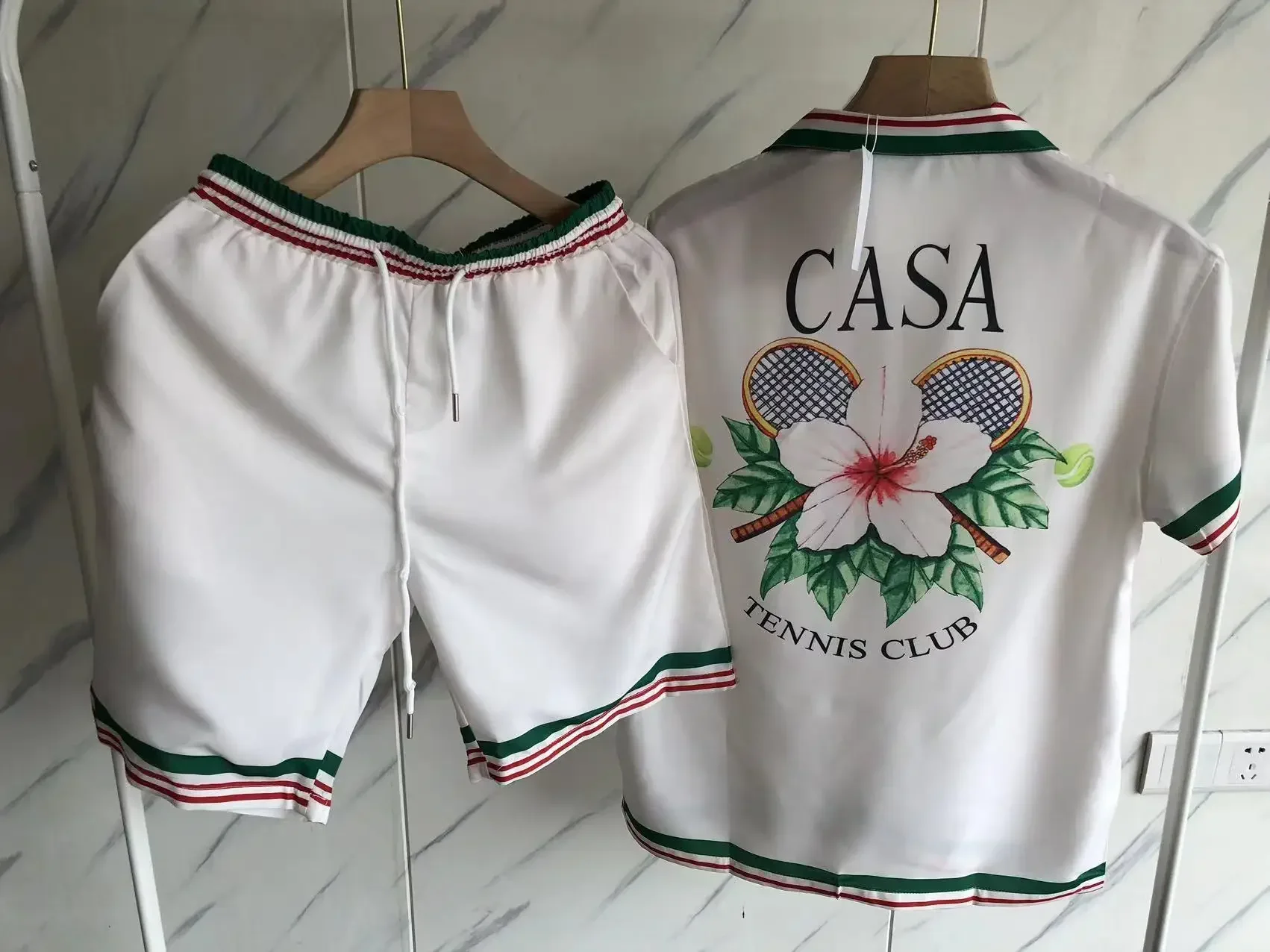 Топ версия CAS Казабланка ризи мъже жени тенис черешов цвят къс ръкав топ тениска