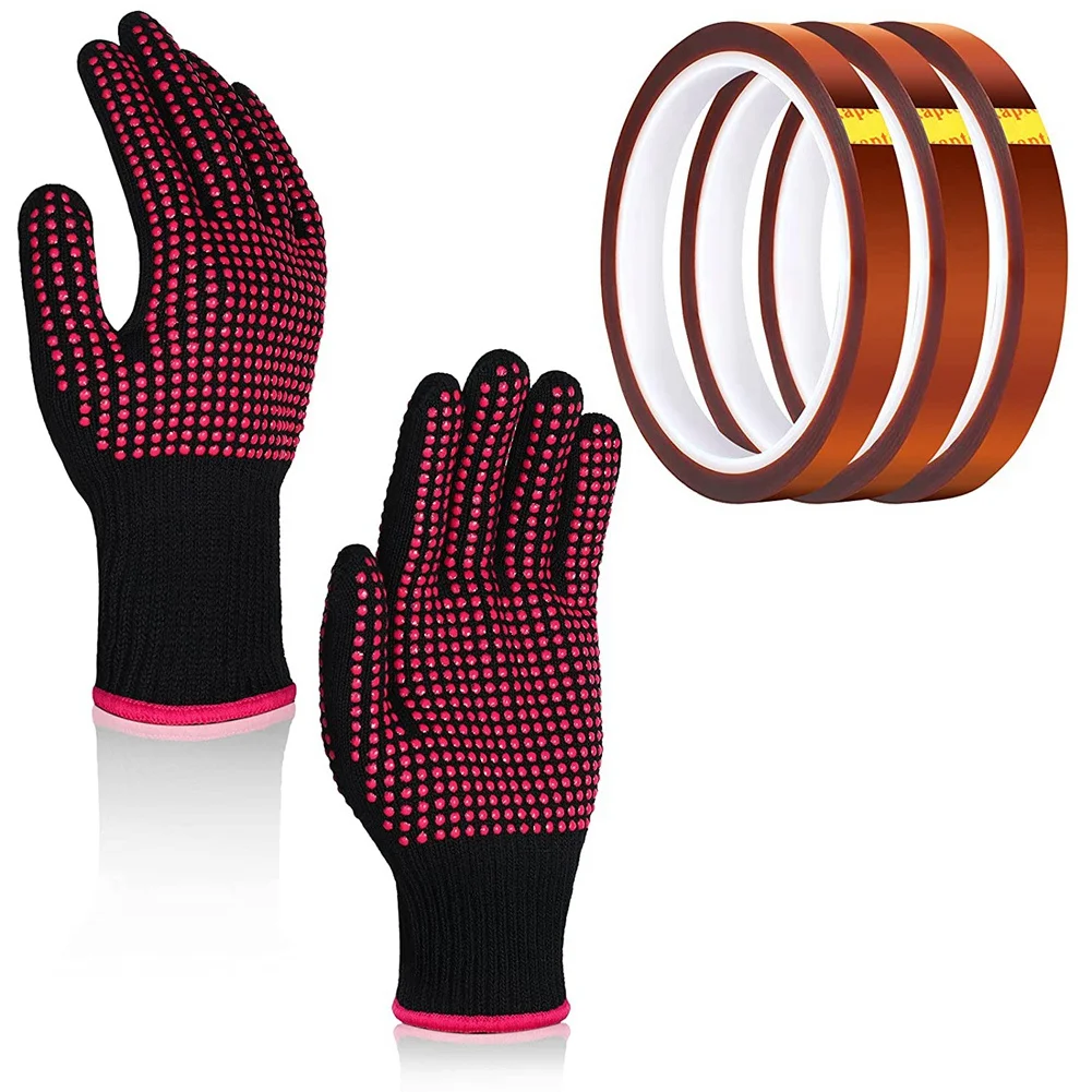 Топлоустойчиви ръкавици и 3 ролки 10mm X33M 108Ft Heat Press лента, топлоустойчиви ръкавици ръкавица термична лента сублимационна лента