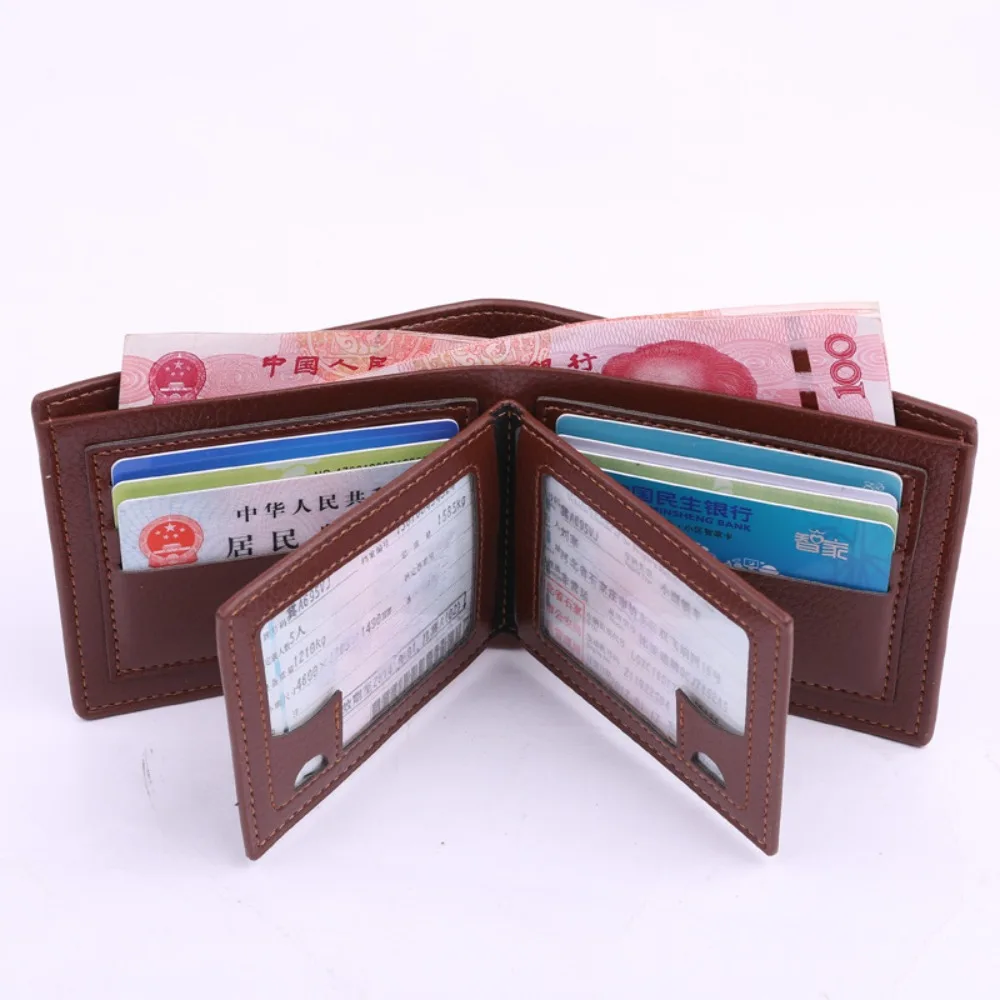 Устойчив на износване 2 пъти портфейли Личи модел трайни анти-кражба пари чанта карта чанта мулти-карта малко мъжки кожена чанта пазаруване