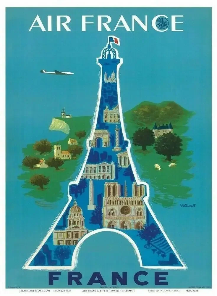 ФРАНЦИЯ AIR FRANCE Реколта ретро авиокомпания пътуване плакат метален знак кръчма бар плакет