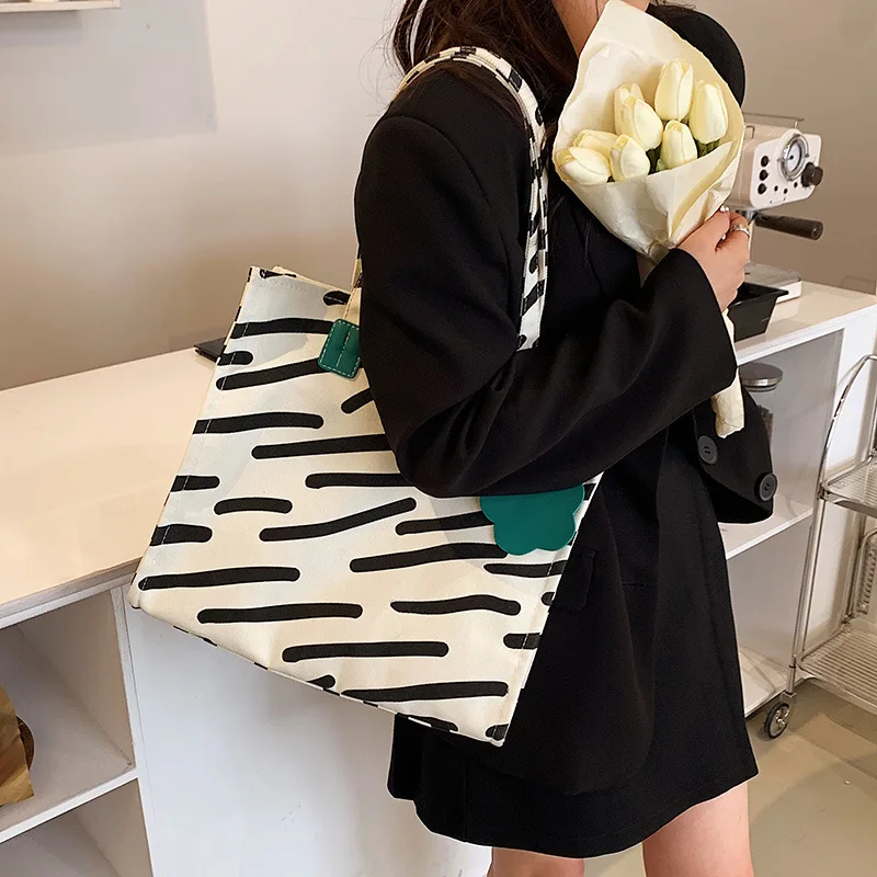 Чанта за рамо жени Zebra-печат платно чанта ръчни чанти за жени повседневная сумка голяма пазарска чанта съединител чанта