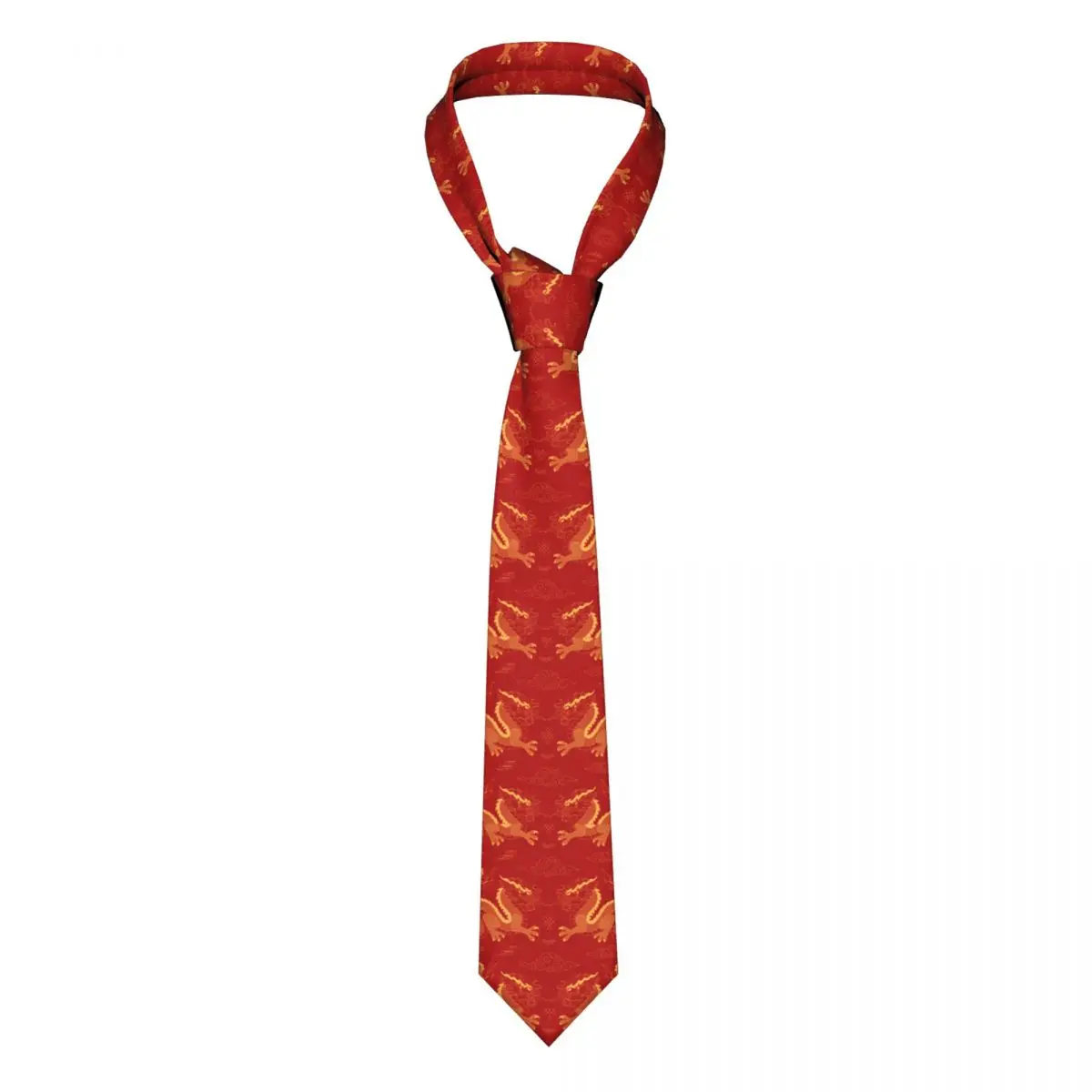 червена златна вратовръзка Китай китайски дракон готини връзки 3D отпечатани Cravat бизнес вратовръзка 8 см широк