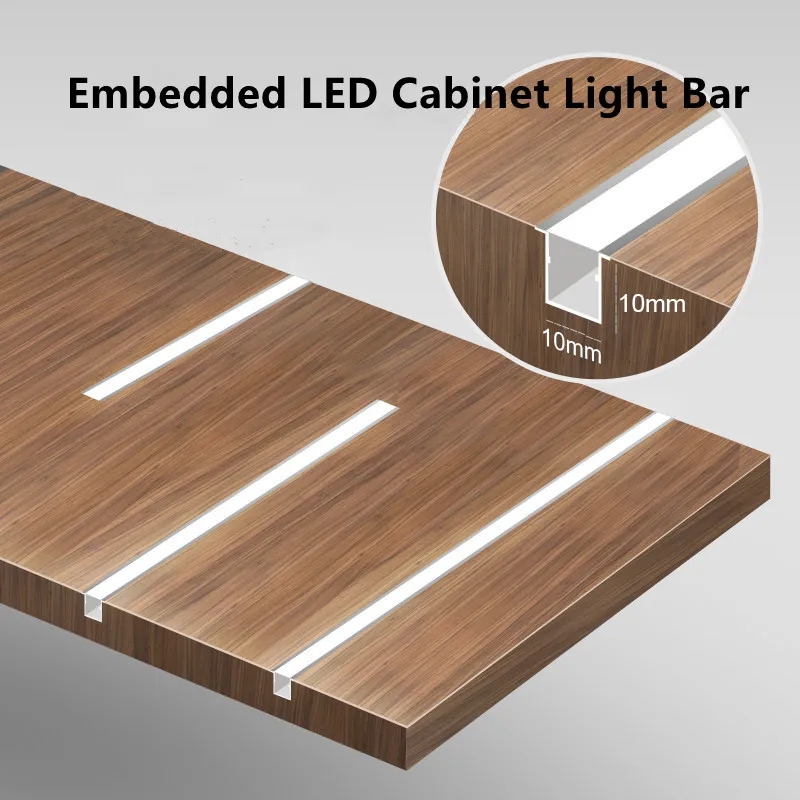 10mm вграден LED шкаф светлина сменяем гардероб светлина ултра-тънък алуминий скрит вино кабинет светлина с LED светлина