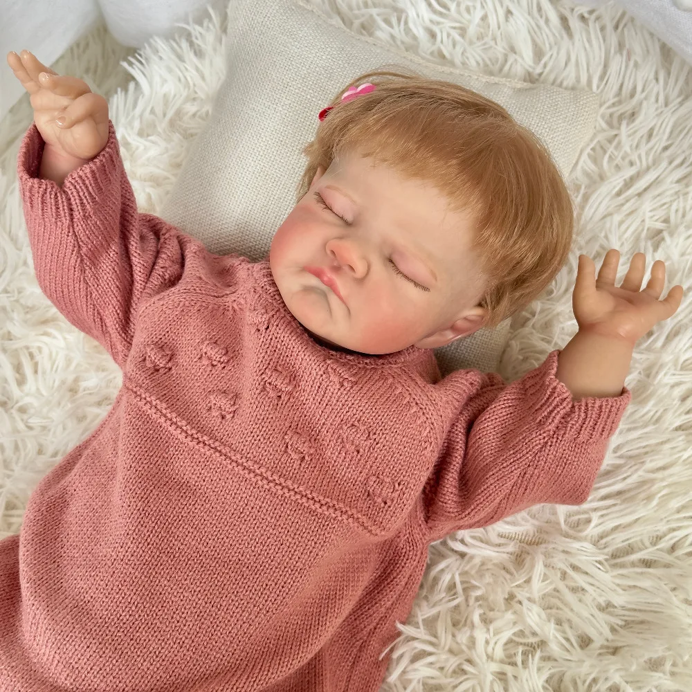 19inch Завършен Прероден август Спящата бебешка кукла Мекото тяло вече е боядисано 3D боядисване на кожата с видими вени Bebe Reborn Dolls