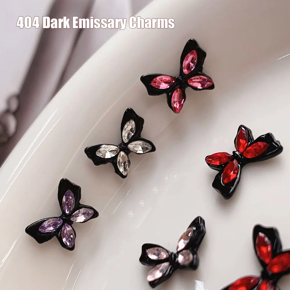 -Dark Emissary- Y2K Tough Girls Vibe Charms Revivalism Butterfly Diamonds Jewelry Manicure Metallic Alloy UV Gel Baubles 404Nail