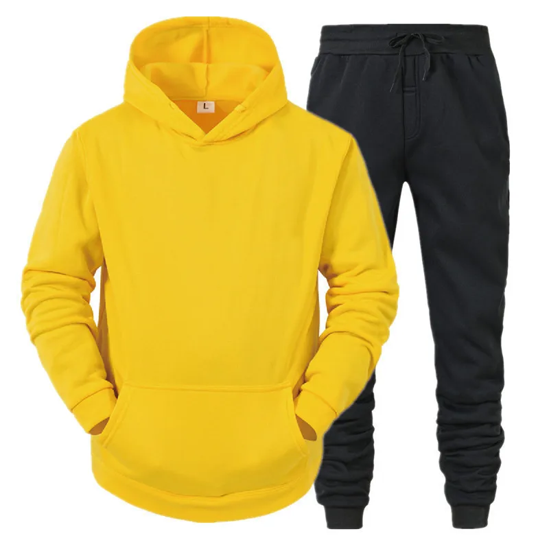 Hoodie Set Fashion Sports Sweatshirt 2 броя Есен и зима подплатени и удебелени ежедневни дрехи за мъже и жени
