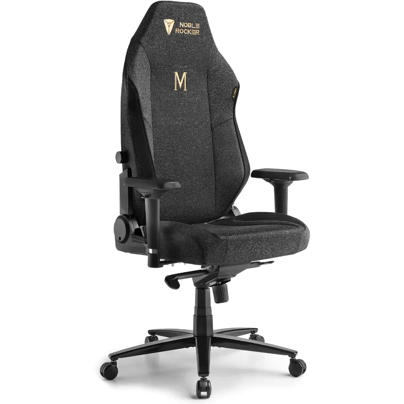 Noblerocker Gaming Chair Ергономичен PC Game Chair- Лумбална опора за глава 4D подлакътници Компютърен стол, голям и висок удобен L