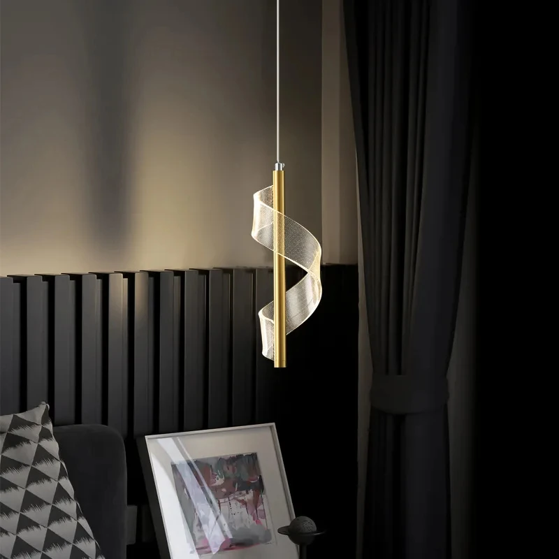 Nordic LED висулка светлини спалня нощна лампа малки висящи светлина минималистичен модерен луксозен хол фон стена блясък