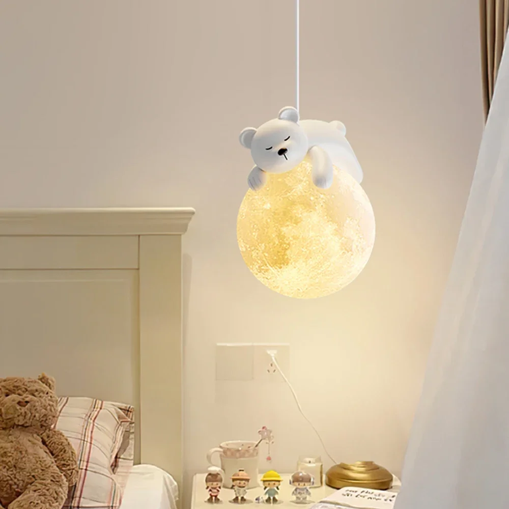 Nordic Little Bear LED висяща лампа сладък заек за висяща лампа трапезария детска спалня нощно шкафче полилей начало декор тела