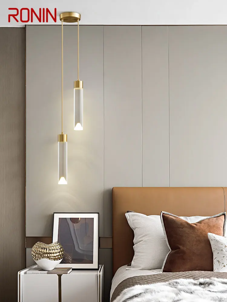 RONIN модерно злато LED висулка светлина 3 цвята просто творчески декоративни месинг висящи лампа за дома легло стая