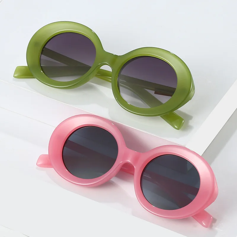 Модни желе цвят овални слънчеви очила за жени UV400 нюанси слънчеви очила мъже реколта марка дизайнер градиент очила