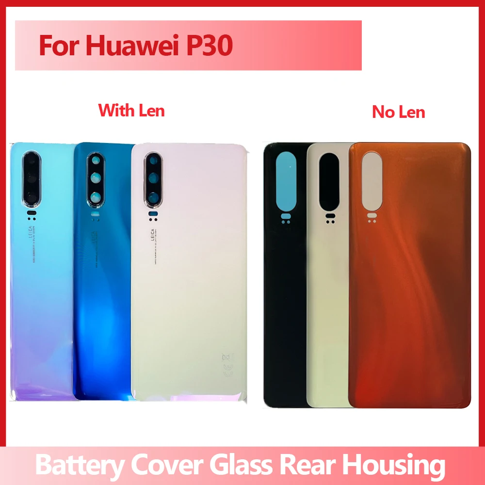 Стъкло за Huawei P30 Pro Капак на батерията Корпус на задната врата Замяна на задния калъф за Huawei P30 Капак на батерията с обектив на камерата
