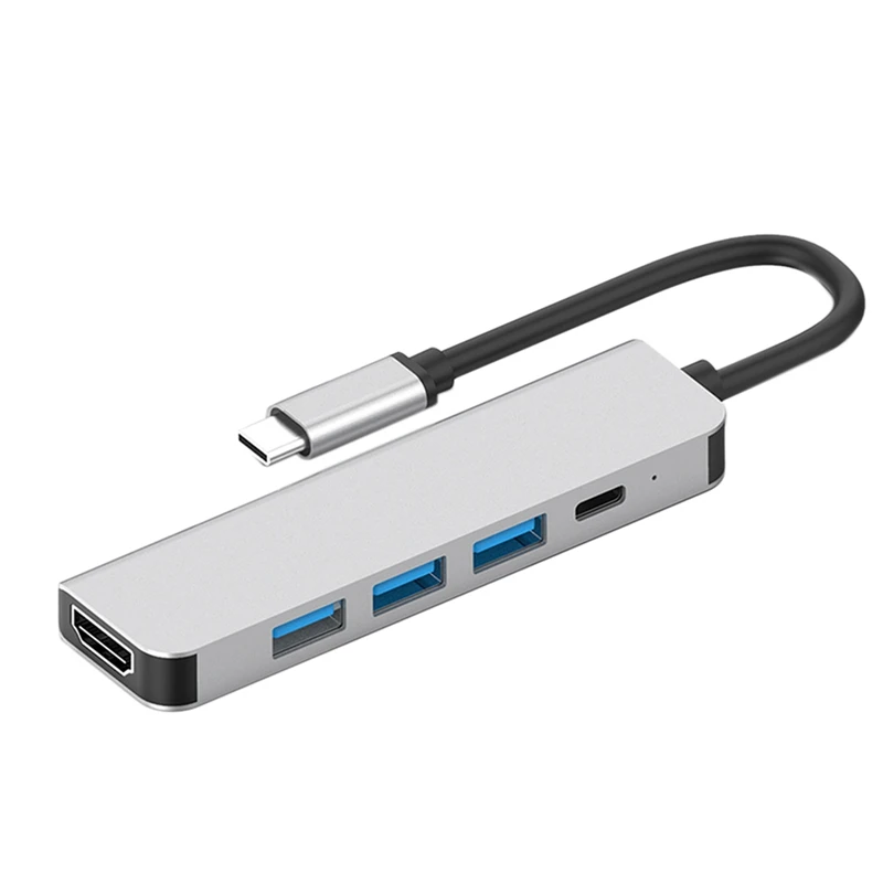 Тип C към 4K докинг станция 5 в 1 HUD за лаптоп за мобилен телефон USB 3.1 Type-C към USB3.0 HUB + USB-C PD +