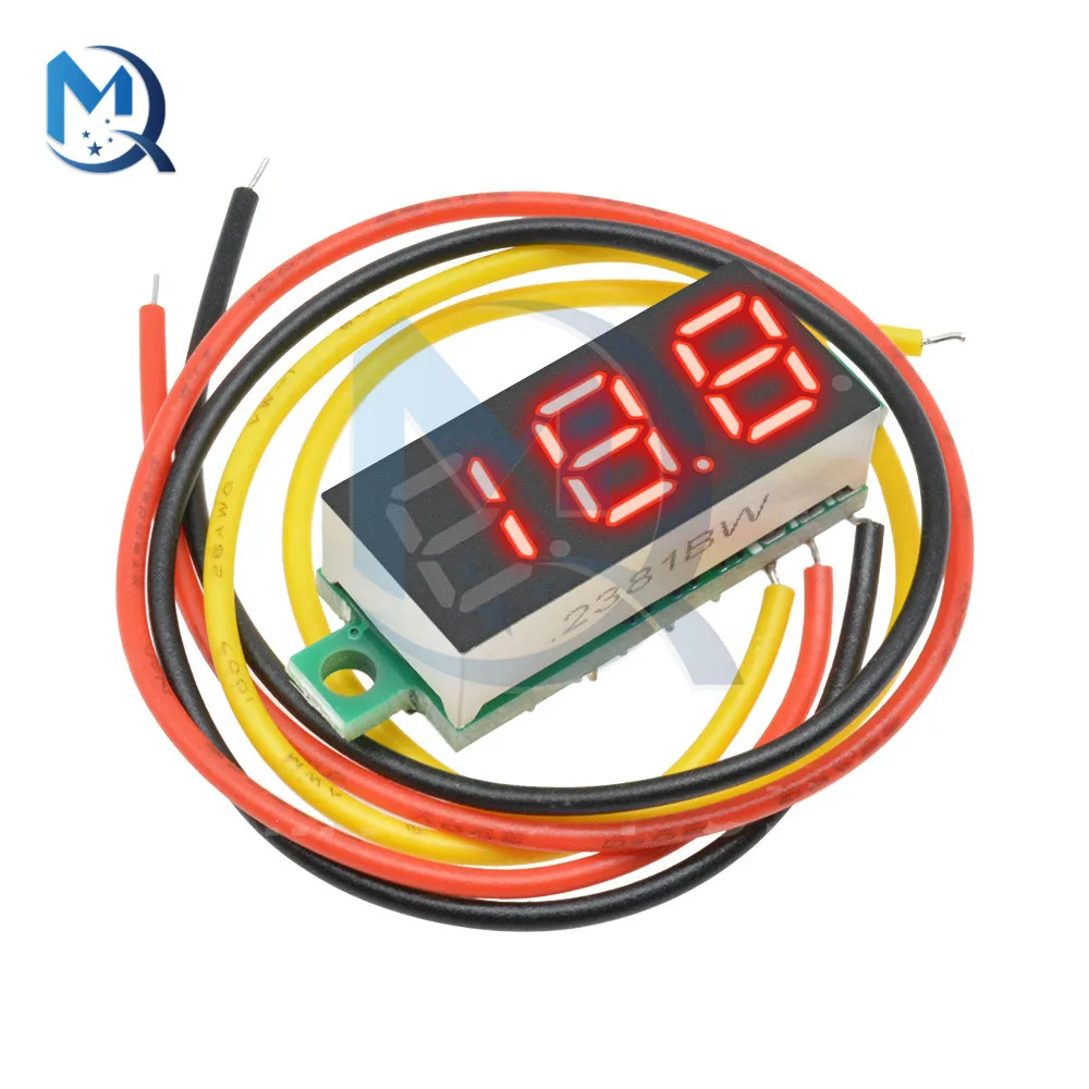 0.28 инча 3 проводника преносим LED цифров дисплей волтметър DC 0-100V цифров LED панел напрежение метър LED екран волтметър