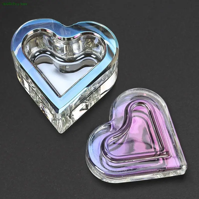 1X Розово сърце форма нокти течна чиния кристално ясно с капак купа за многократна употреба нокти изкуство инструмент купа притежателя контейнер ноктите съвети изкуство
