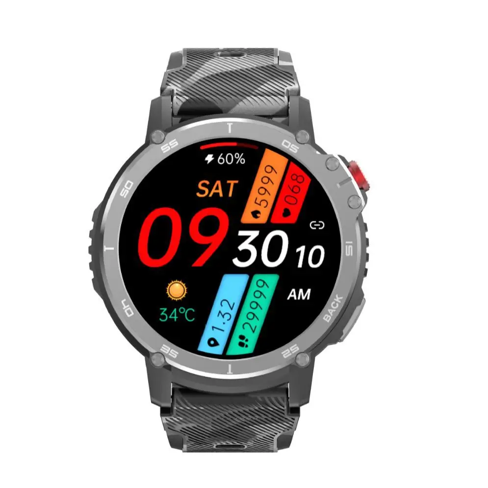 C22 Smart Watch Нов 1.6-инчов Bluetooth Call Music Три отбраната открит спорт стъпка 3ATM водоустойчив