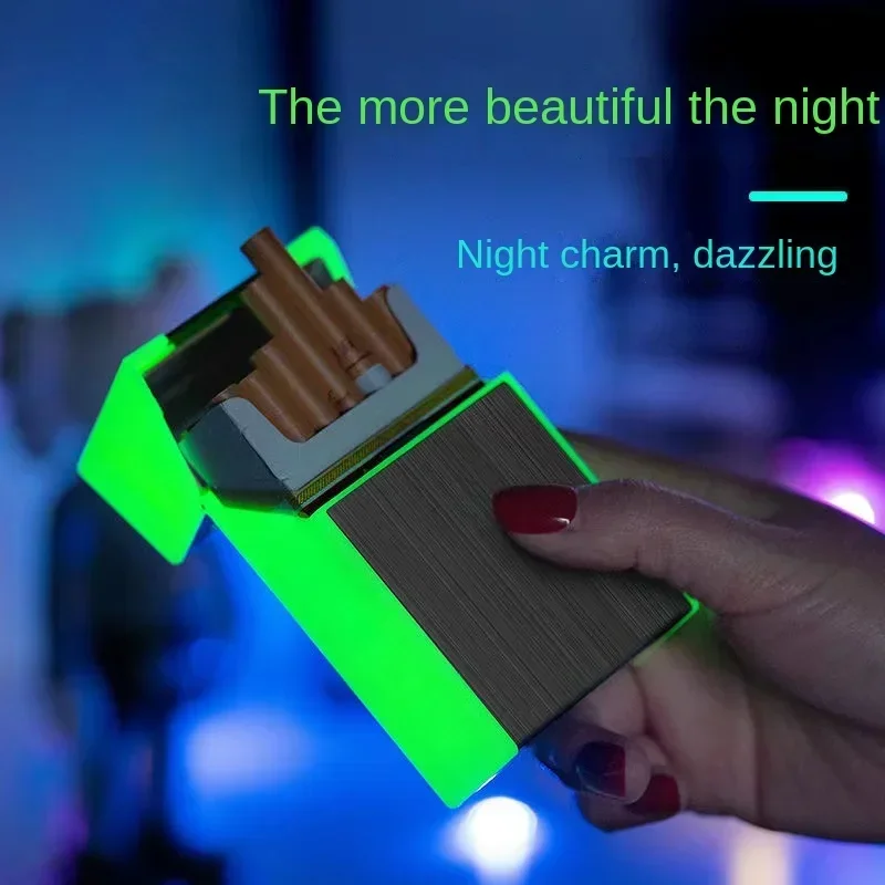 Creative 2-в-1 ветроупорна запалка 20 пакет цигарена кутия USB запалка за пушене аксесоари мъжки празник подарък притурка