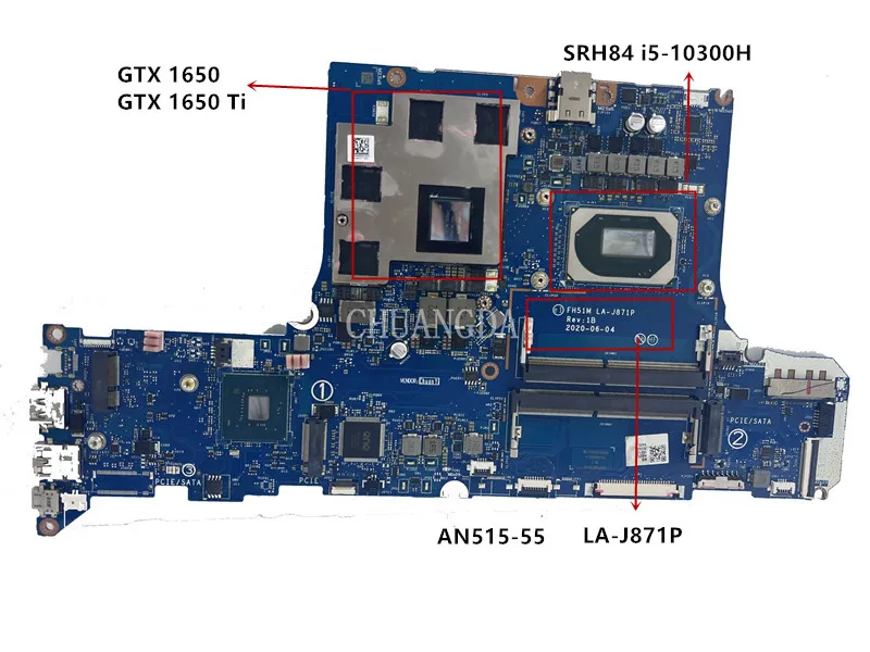 FH51M LA-J871P За Acer Nitro 5 AN517-52 Лаптоп дънна платка CPU I5-10300H DDR4 GTX1650 GTX1650Ti 4GB дънна платка