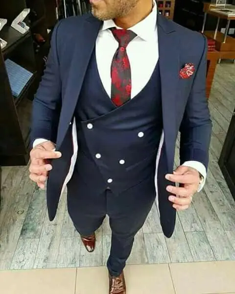 High Street класически мъжки костюми сватбена мода по поръчка абитуриентски бал Masculino Trajes de Hombre Blazer 3 броя (яке + панталон + жилетка + вратовръзка)