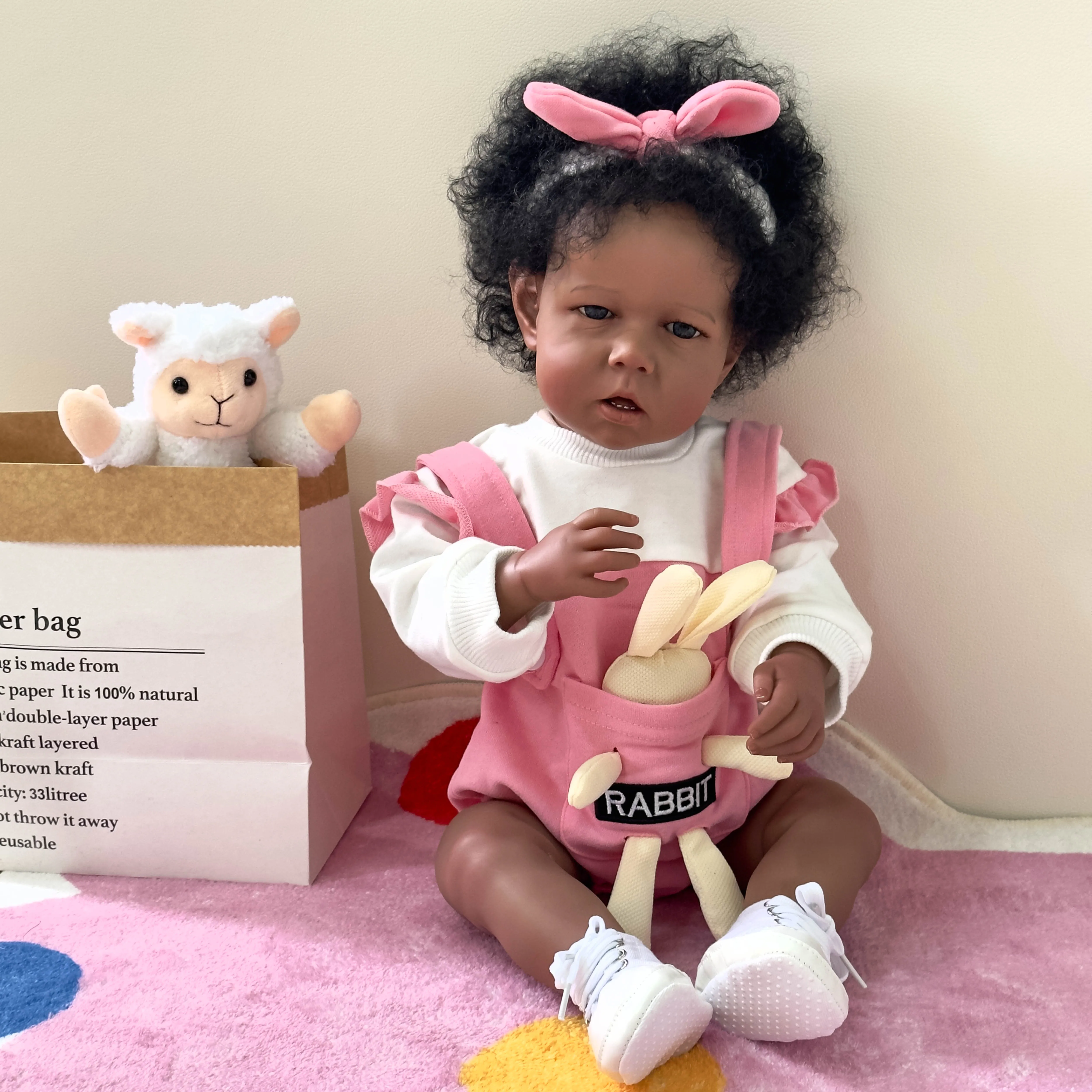 NPK 50CM Bebe Doll Reborn Baby Liam in Black Skin Gilr Doll Новородено Размер Висококачествена колекционерска кукла за изкуство
