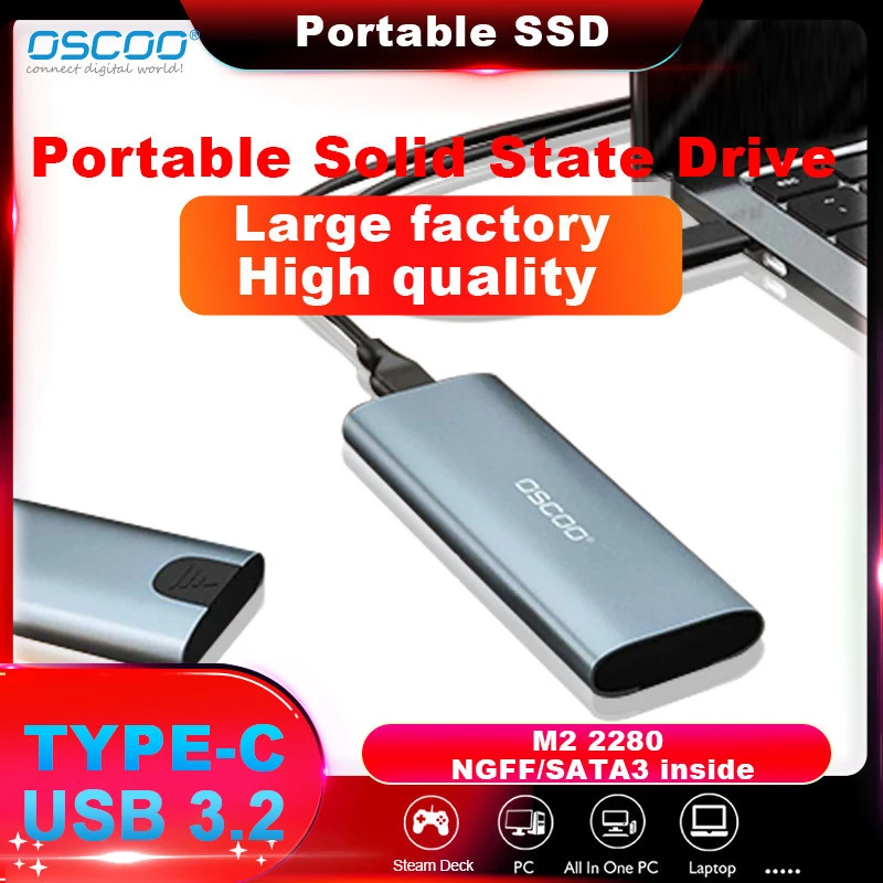 OSCOO M2 SSD случай M.2 NVMe SATA SSD адаптер за корпус 10Gbps USB 3.2 Gen2 USB C външен корпус поддържа M и B &M ключове