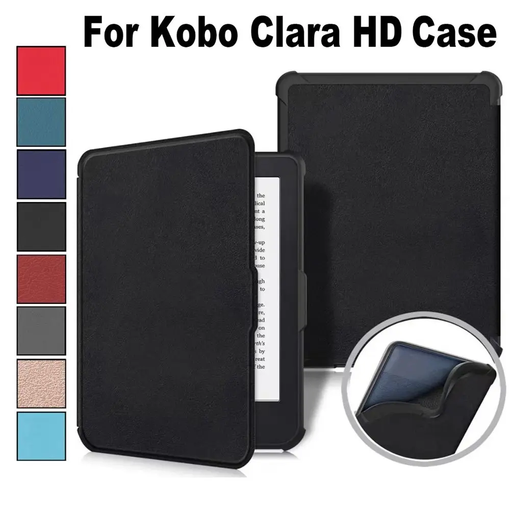 PU кожена удароустойчива защитна обвивка за KoBo Clara HD 2018 Smart Folio Cover Auto Sleep / Wake 6 инчов калъф за четец на електронни книги