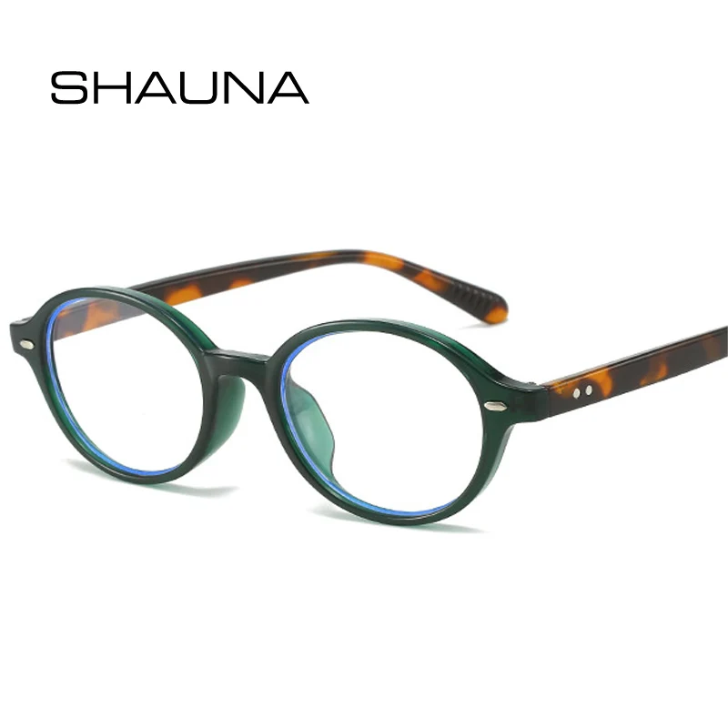 SHAUNA овални жени ретро нитове очила рамка ясно анти синя светлина очила мъже оптична рамка