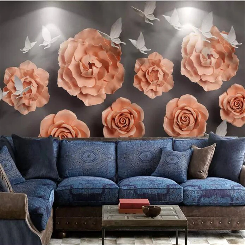 wellyu papel de parede Персонализиран тапет 3D смола релефни цветя хол модерен фон стена декоративна живопис