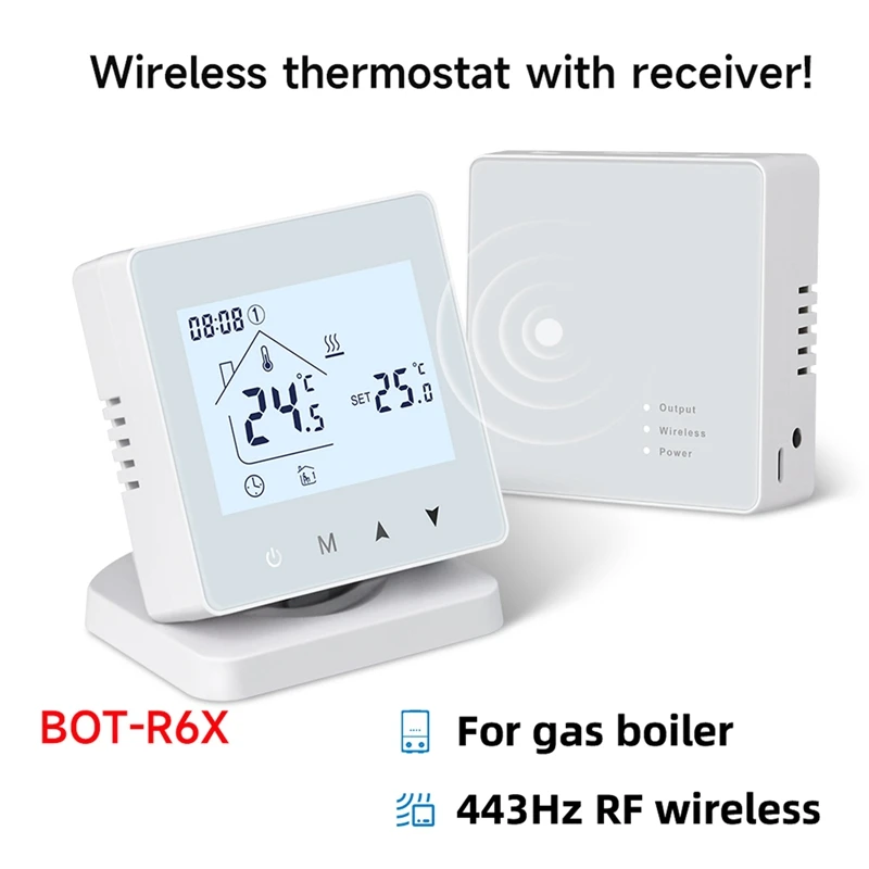 Интелигентен безжичен термостат за отопление на помещения с газов котел RF Домашен температурен контролер Програмируеми резервни части за Wifi термостат
