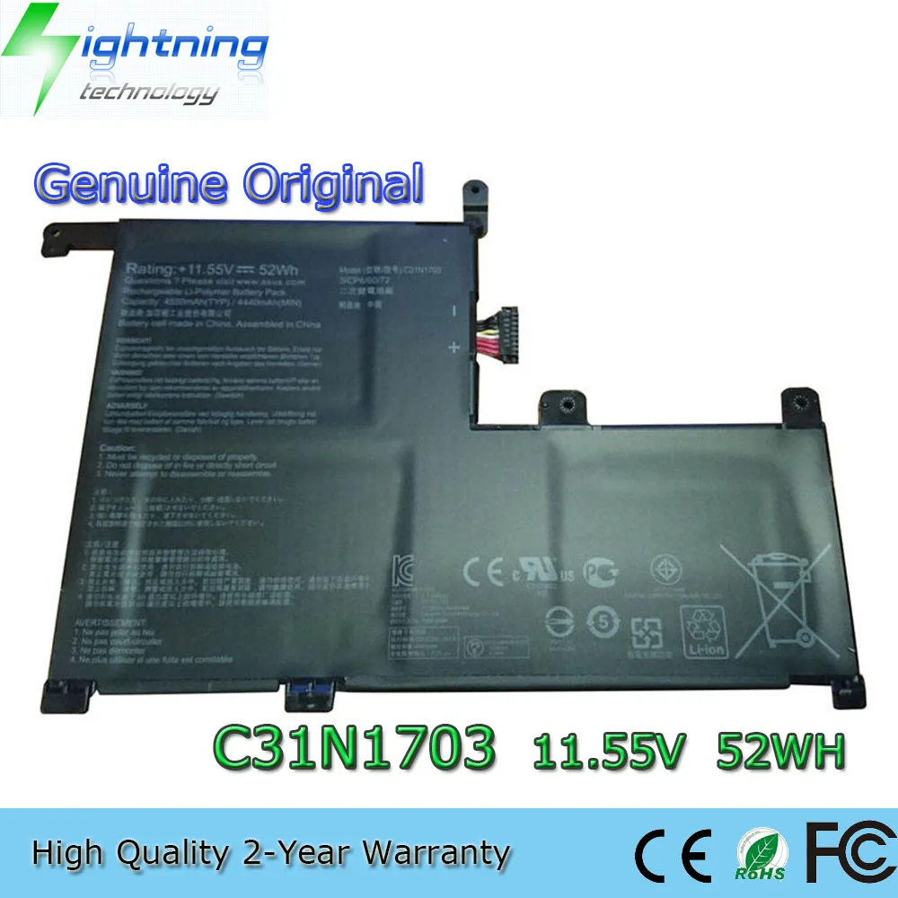 Нова оригинална оригинална C31N1703 11.55V 52Wh батерия за лаптоп Asus Zenbook Flip UX561U UX561UA UX561UN Q525U