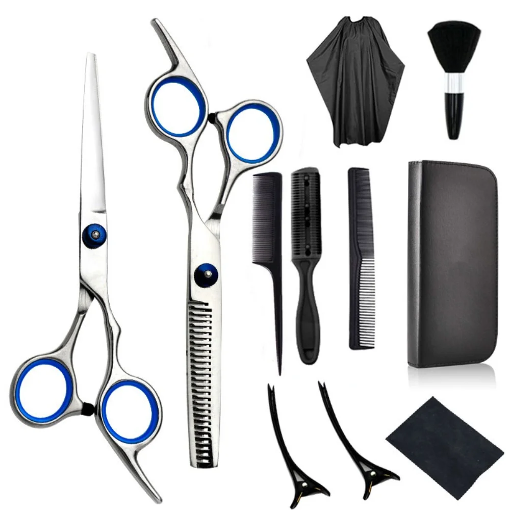 Ножици за подстригване и ножици за изтъняване Комплект професионални ножици за подстригване Вътрешен фризьорски комплект с гребен Клипс Нос и